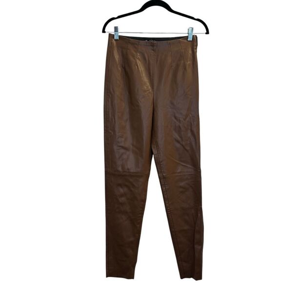 ZARA Brown Leather Pants - Picture 1 of 5